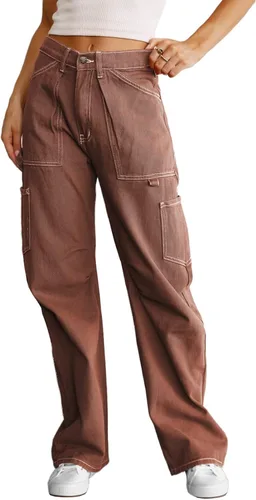 Dokotoo Pantalones cargo de cintura alta para mujer, 6 bolsillos, pierna ancha, casuales, militares, de combate, 4-18 de EE. UU