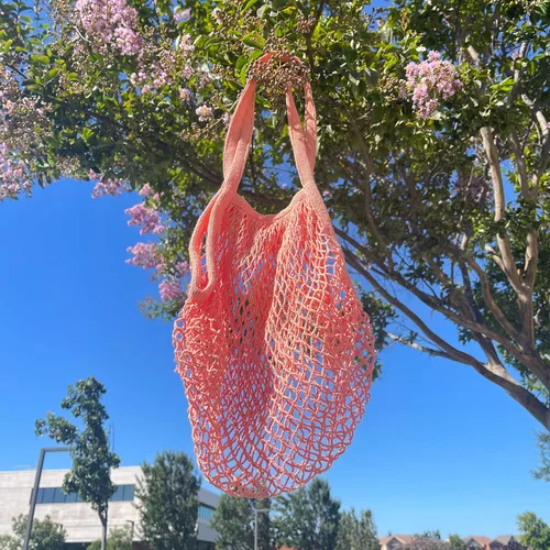 Miniatura 7 de Bolsa de red de malla con bolsa larga con asa de hombro, estirable y reutilizable para compras de comestibles, almacenamiento de juguetes de playa