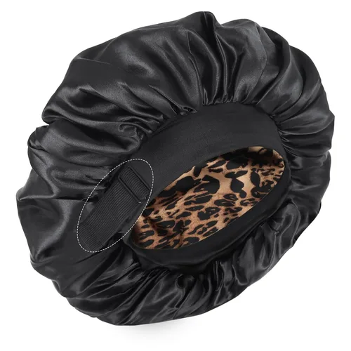 Miniatura 13 de Gorro de seda para dormir, gorro de satén de doble capa, ajustable, para mujeres negras, gorro de dormir reversible para sombreros de cabello rizado