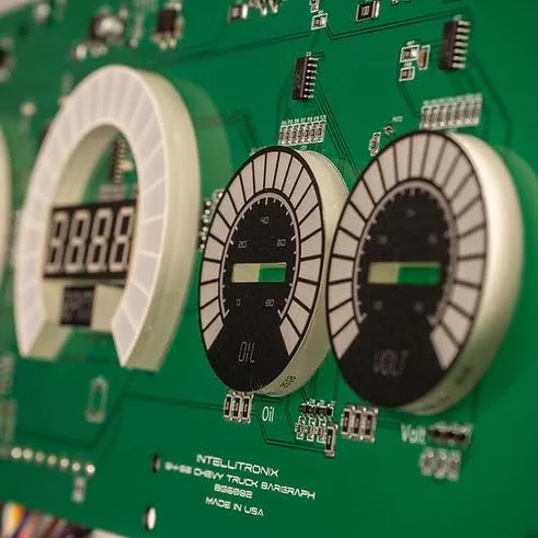 Miniatura 3 de Panel de medidor de repuesto digital LED (camión Chevy 64-66) Reemplazo directo (verde azulado)