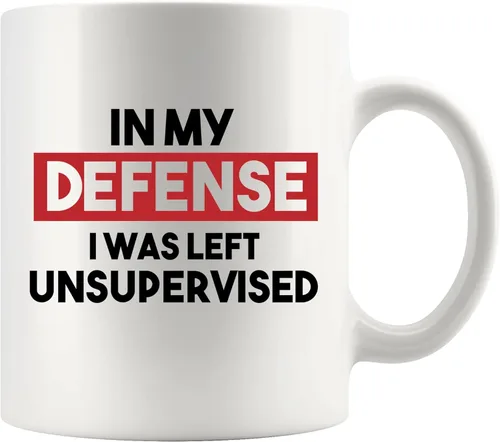 Panvola In My Defense I Was Left Unsupervised - Taza de cerámica sarcástica de 11 onzas para compañero de trabajo Classmate Novedoso vaso de