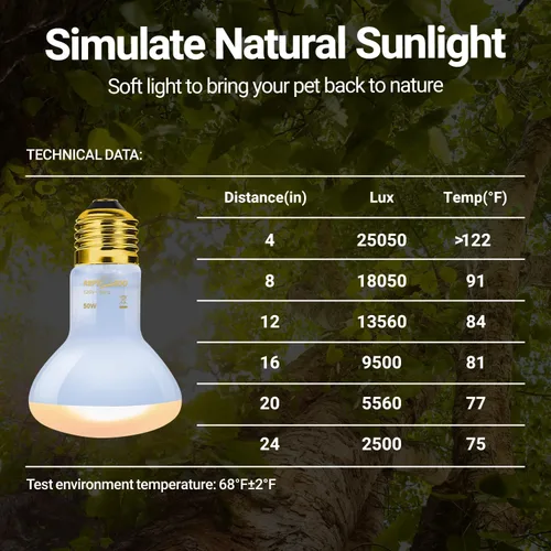 Miniatura 7 de REPTI ZOO Lámpara de calor para reptiles, paquete de 2 lámparas de 50 W para reptiles UVA luz diurna lámpara de calefacción bombilla bombilla luz