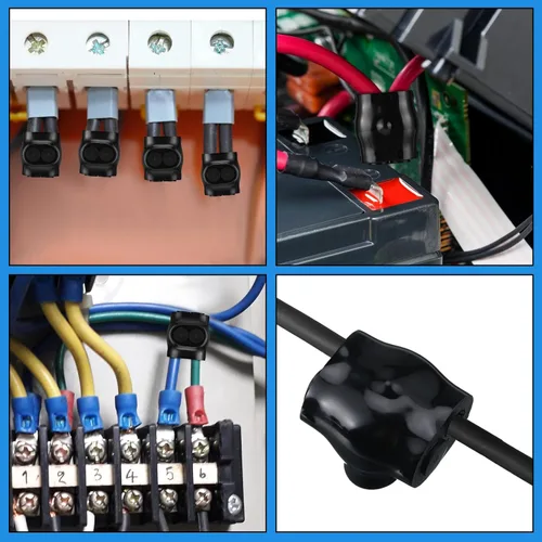 Miniatura 6 de Copkim 5 piezas de conectores de cable aislados de 2 puertos con empalme en línea de aluminio, conector de grifo de tapa precargado con inhibidor