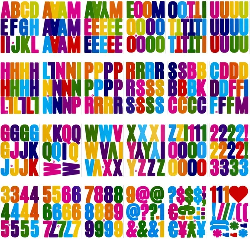 Miniatura 54 de 1550 piezas de 10 hojas de calcomanías de letras, calcomanías de números y alfabeto de buzón de vinilo, calcomanías autoadhesivas impermeables