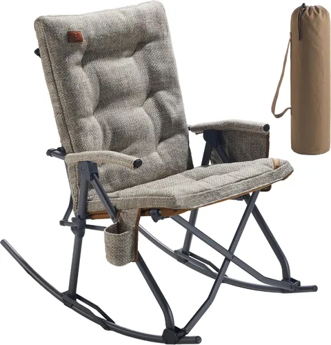 Miniatura 9 de EVER ADVANCED Silla de camping basculante plegable extragrande, silla de columpio portátil acolchada para patio, césped y exteriores, sillón duro