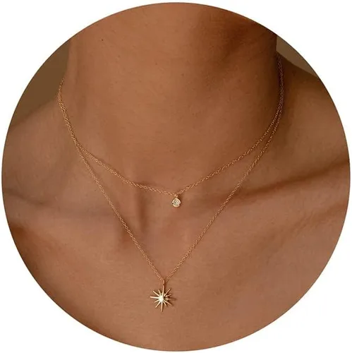 Tewiky Delicados collares chapados en oro de 14 quilatesplata con circonita cúbica para mujer, joyería de circonita cúbica simple, regalos de moda