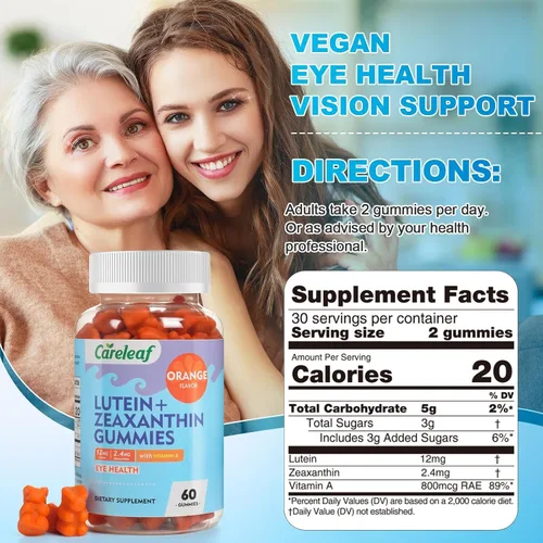 Miniatura 2 de Suplementos veganos de luteína y zeaxantina, luteína para ojos con zeaxantina y vitamina A, gomitas de luteína para alivio de ojos secos y visión