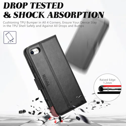 Miniatura 6 de TUCCH - Funda tipo cartera compatible con iPhone 8 Negro