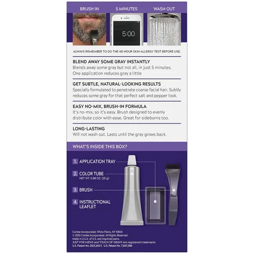 Miniatura 5 de Tinte para hombres con canas también para la barba y el bigote, Castallo oscuro, negro de Just for men, paquete de de 1, Marrón oscuro y negro