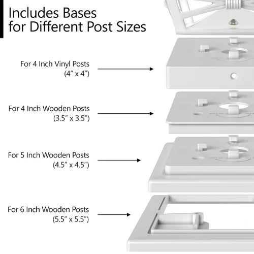 Miniatura 3 de Davinci Lighting Renaissance Luces Solares para Tapas de Postes Exteriores - Incluye Bases para Postes 4x4 5x5 6x6 - Luz LED Brillante - Blanco