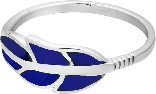 Miniatura 2 de AeraVida Anillo de plata de ley 925 con incrustaciones de lapislázuli azul de imitación de plumas flotantes