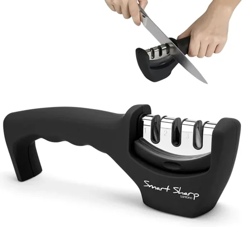 Lantana Smart Sharp - Afilador manual profesional de 3 etapas para afilar cuchillos de cocina, piedra de cerámica, placas de carburo de tungsteno,