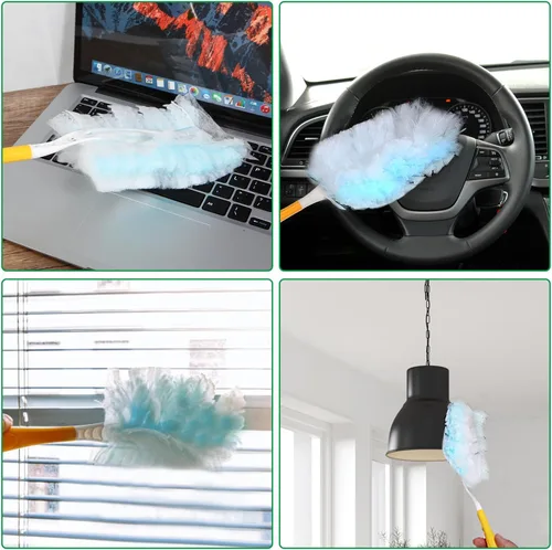 Miniatura 7 de Recambios de plumero, cepillo de eliminación de polvo estático desechable, cabezal de repuesto compatible con repuestos de plumero Swiffer para Azul