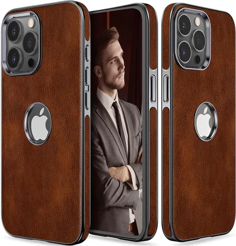 Miniatura 14 de LOHASIC Compatible con iPhone 14 Pro Max, funda delgada de cuero galvanizado dorado, antiarañazos, suave cubierta trasera protectora para hombre