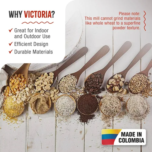 Miniatura 2 de Victoria molinillo manual para cereales profesional; molinillo para granos de maíz con sujeción para mesa con tolva inferior, de hierro fundido