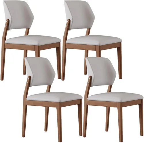 Miniatura 25 de YVYKFZD Wooden Dining Chairs Set, Leather Dining Room Chair, Upholstered Kitchen Chairs with Curved Backrest, Armless Living Room Chair, for Bedroom