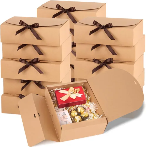 Miniatura 12 de Kucoele 15 cajas de regalo con tapas, 10.6 x 7.8 x 3.1 pulgadas, cajas de regalo de dama de honor, cajas negras de propuesta con cintas para bodas