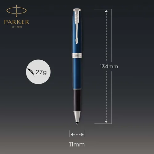 Miniatura 2 de PARKER Sonnet 1931535 - Bolígrafo de punta fina, laca azul con borde de paladio, tinta negra de punta fina (1931535), azul y cromo