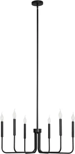 Miniatura 9 de VEVOR Candelabro de 6 Luces, Candelabro de Metal Estilo Granja, Altura Ajustable, Lámpara Colgante de Comedor para Techos, Candelabro Moderno