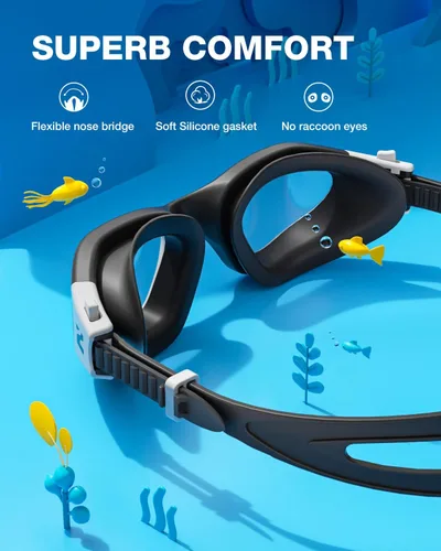 Miniatura 3 de ZIONOR Gafas de Natación para Niños, G1MINI SE Gafas de Natación Antivaho para Niño Niña 6-14 C1 (lente dorada - negroblanco)