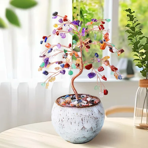 Miniatura 6 de Runyangshi Árbol de la vida de cristal de chakras, árbol de cristal curativo natural grande de 8 pulgadas, que trae dinero, buena suerte, energía