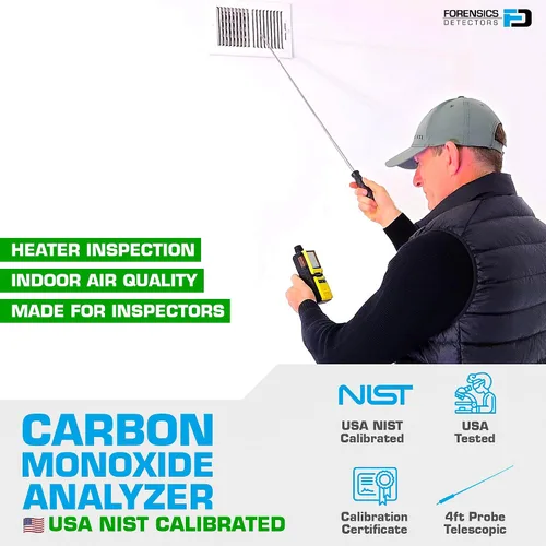 Miniatura 2 de Detector de monóxido de carbono para inspectores de Forensics Calibración rastreable NIST de EE. UU. Registro de datos de computadora Bomba