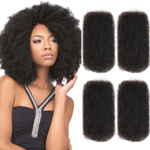 Miniatura 12 de Style Icon 3 paquetes de cabello humano Afro Kinkys a granel (30cm/30cm/30cm, negro natural) - Trenzas Afro Twist - Extensiones rizadas y crespas
