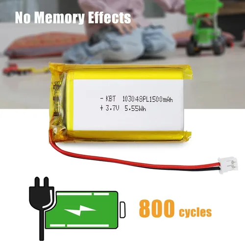 Miniatura 4 de KBT 2Pack 1500mAh 103048 Polymer Ion Battery 3.7V Rechargeable LiPo Battery with JST PH 2.0mm-2Pin Connector for RC Toy, Small Speaker, DIY