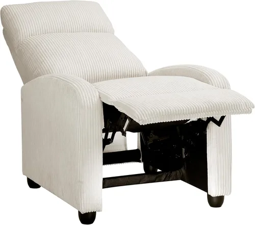 Miniatura 13 de Lexicon Sillón Reclinable de Pana con Respaldo Abatible, Silla de Brazo Reclinable con Respaldo de Empuje, Marco de Madera Maciza y Base de Metal