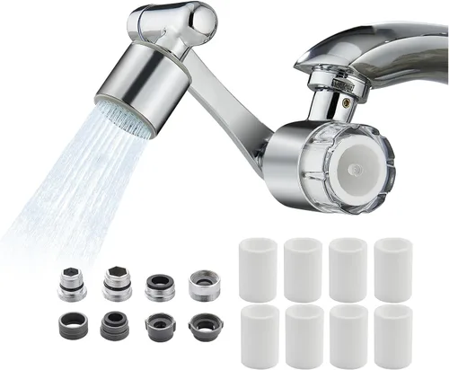 Miniatura 9 de YYKBZ 1440° Extensión de Filtro de Agua Giratoria para Lavabo Aireador, 2 Modos Giratorios para Lavado de Cara y Ojos en Baño/Cocina, Extensión