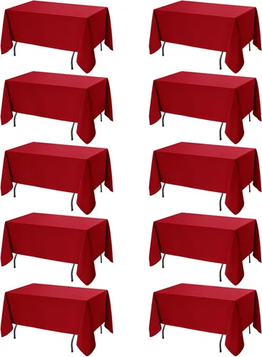 Miniatura 10 de Paquete de 6 manteles negros para mesas cuadradas, 54 x 54 pulgadas, tela de poliéster resistente a las manchas para mesas de 2 pies, manteles