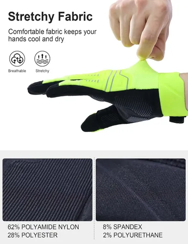 Miniatura 3 de INBIKE Guantes de ciclismo de montaña unisex, guantes de ciclismo de dedo largo con almohadilla antideslizante que absorbe los golpes