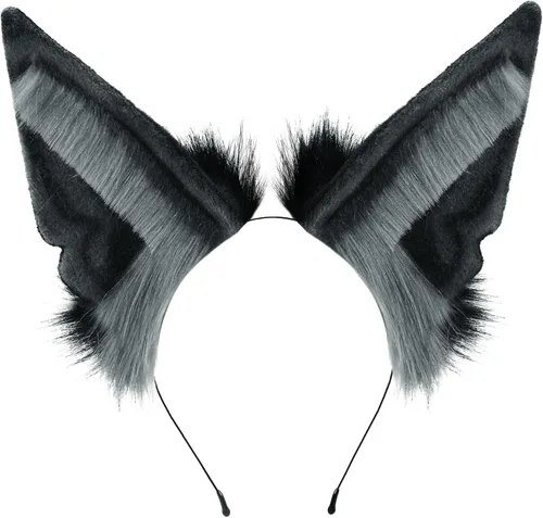 Miniatura 6 de Loiahoer Diadema de orejas de chacal, diadema de pelo de zorro lobo hecha a mano, accesorios para la cabeza, Halloween, cosplay, fiesta de disfraces