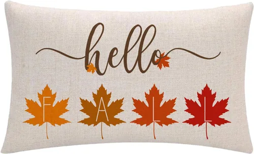 7COLORROOM Funda de almohada rectangular con diseño de hojas de arce, diseño de feliz cosecha, diseño de otoño y granja, 12 x 20 pulgadas, para