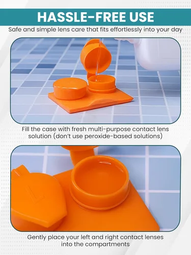 Miniatura 3 de SPORTS WORLD VISION 4 fundas planas para lentes de contacto con tapa abatible, coloridos soportes para soluciones de lentes de viaje