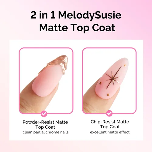 Miniatura 3 de MelodySusie 2 capas superiores de gel mate de 0.5 onzas líquidas, fórmula resistente al polvo, curable UV de larga duración para detalles de pintura