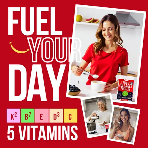 Miniatura 5 de anocin Péptidos de colágeno múltiple con prebióticos + probióticos + tipo I, II, III, V, X + polvo de colágeno hidrolizado con vitamina C+D3+B7+K2+E