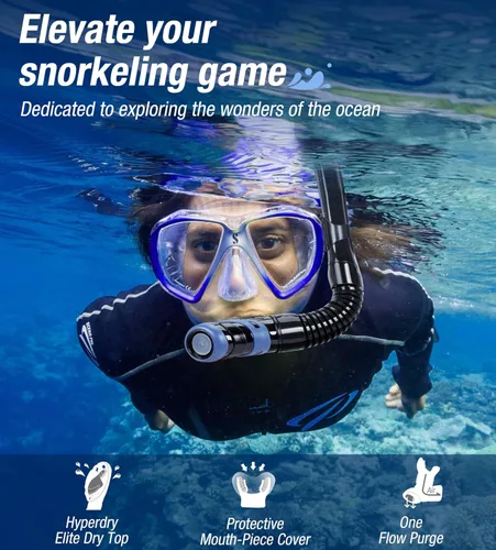 Miniatura 6 de Aegend - Esnórquel seco para buceo para adultos y jóvenes - Equipo de snorkel con válvula seca superior, perfecto para snorkel, buceo libre