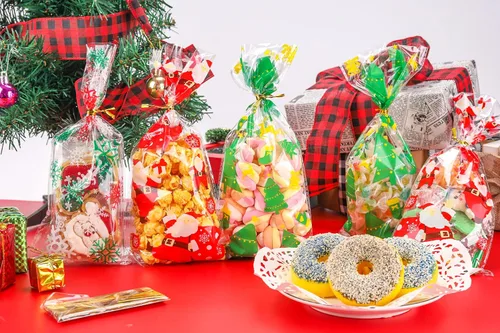 Miniatura 7 de LOKIQNG 150 PAQUETES Bolsas de Celofán de Navidad Bolsas de Regalo para Dulces y Galletas con Ataduras Giratorias para Recuerdos de Fiesta