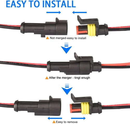 Miniatura 3 de 5Kit de 2 pines vías 18 AWG conector impermeable para automóvil, conector de terminal serie de 0.059 in, paquete de 5 (5 kit de 2 pines)