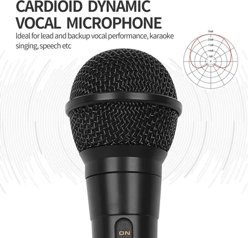 Miniatura 2 de Marengo Micrófono de Mano con Cable, Micrófono Vocal Dinámico Cardioide con Cable de 13 pies e Interruptor de Encendido/Apagado, Idealmente Adecuado
