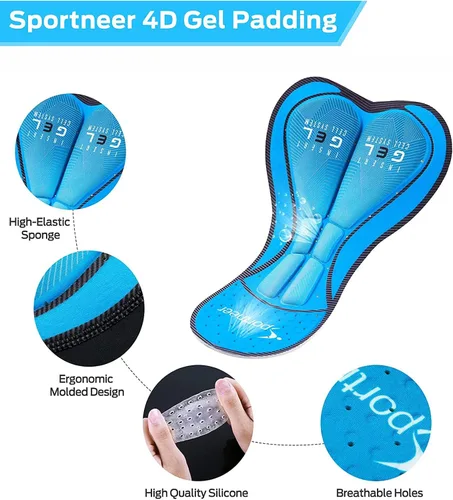 Miniatura 3 de Sportneer Pantalones cortos de ciclismo acolchados para hombre, pantalones cortos acolchados con bolsillos para ciclismo de montaña y carretera