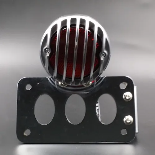 Miniatura 5 de Parrilla de motocicleta, lámpara de luz trasera para Harley Honda, Kawasaki, Suzuki, Yamaha, Triumph, Victory, XL, FL CB, Cafe racer, Bobber Cromado