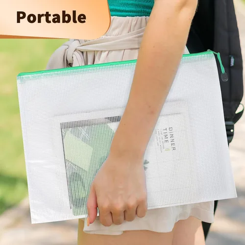 Miniatura 7 de Umriox Bolsas de malla con cremallera, A3+A4+A5, (6 colores, 18 paquetes), bolsas transparentes con cremallera, bolsas impermeables con cremallera
