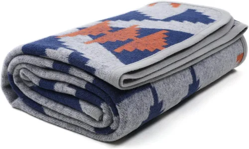ACUSHLA Manta de Campamento de Lana Merino - Manta Cálida Gruesa Lavable Grande para Dormir al Aire Libre Camping para Todo Clima, Gris Azteca 79X63