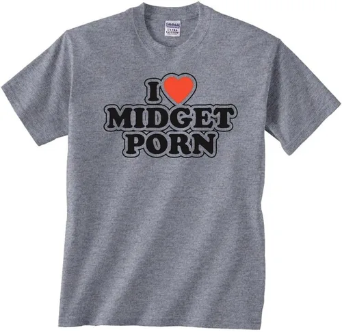 DIRTYRAGZ Camiseta con texto en inglés "I Love Midget Porn" para hombre, camisetas ofensivas inapropiadas para hombres o mujeres, camiseta divertida