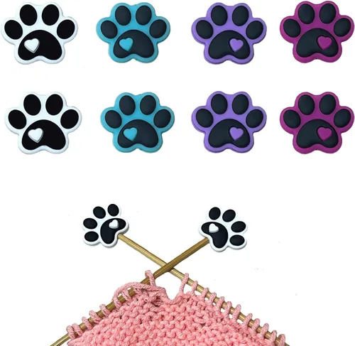 SPANSEE 8 piezas de tapones para agujas de tejer con forma de pata de perro, protectores de puntas de agujas de tejer, tapas para agujas de tejer,