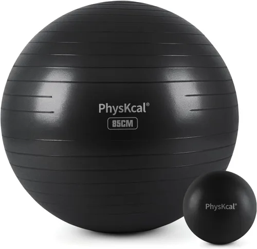Miniatura 10 de PhysKcal Pelota de yoga para ejercicio, set de pilates, pelota de fitness de 4 tamaños para entrenamiento, parto, embarazo, terapia física - Bomba