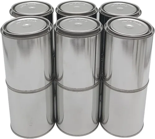 Latas de pintura vacías de metal sin forro, tamaño de una pinta de pinta, con tapas para proyectos de bricolaje y profesionales, color plateado y