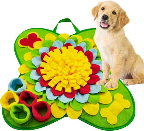 Miniatura 8 de Alfombrilla de olfateo para perros, 25 x 25 pulgadas, tapete de alimentación de actividades para mascotas pequeñas y medianas, juego de alimentación